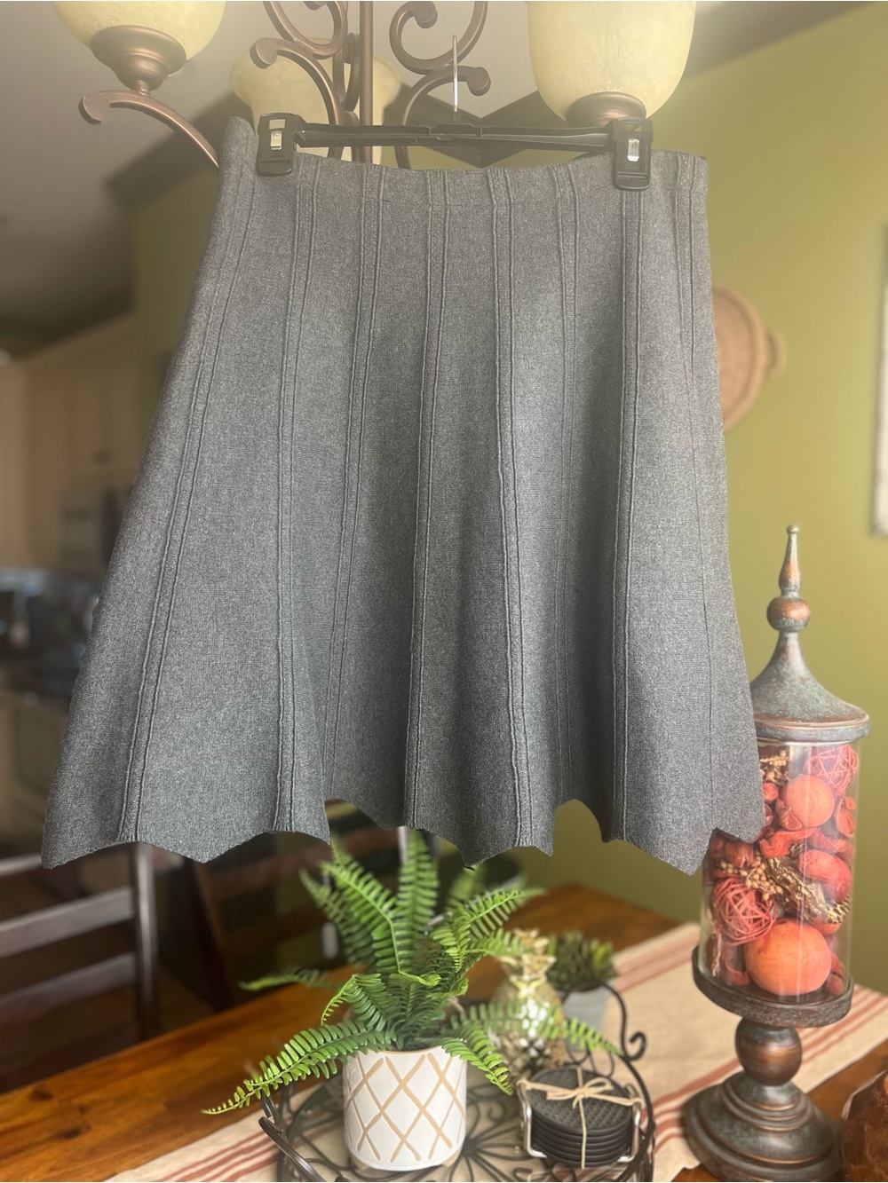 Essentials Sioni Classic Gray A-Line Sweater Skirt